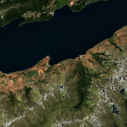 Satellite photo of the same 12 km square around Walter + Cecil Peaks